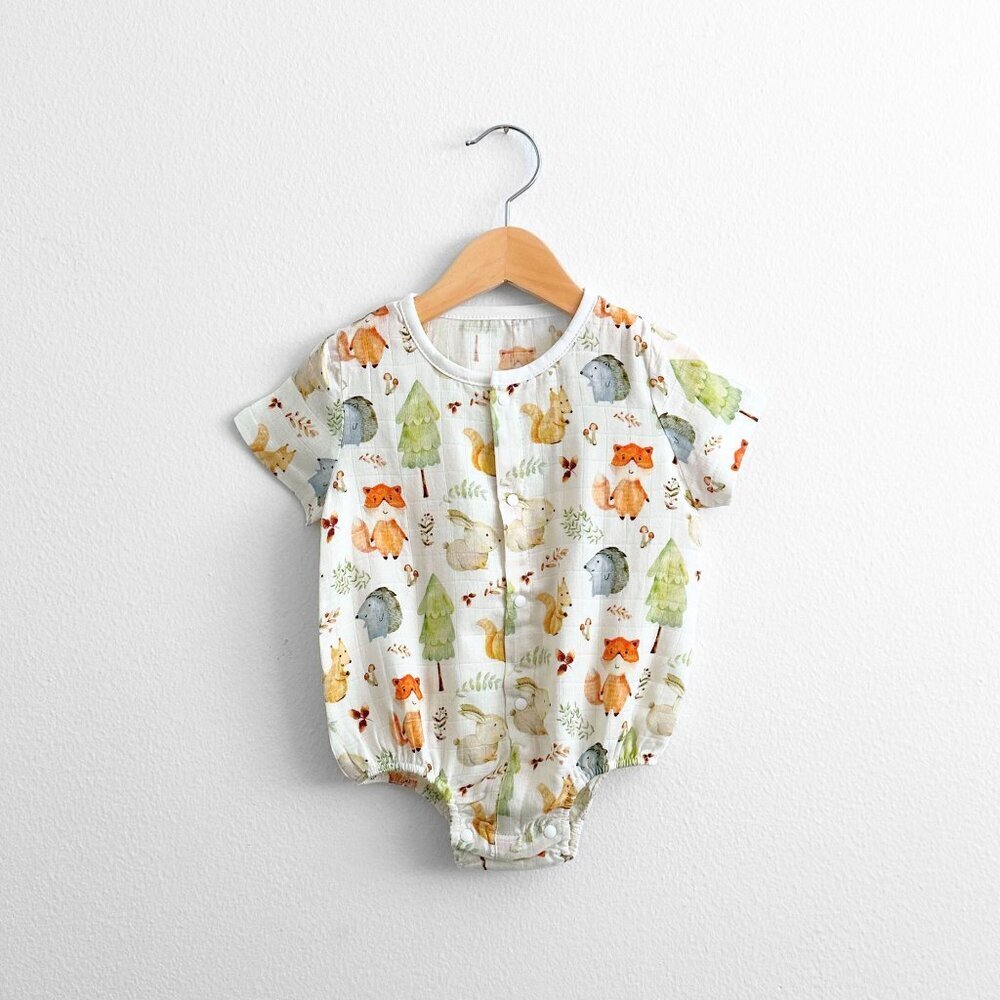 NWT Cute Short Sleeve Baby Onesies One-Piece Romper Unisex Woodland Animal 9-12M - Picture 2 of 4